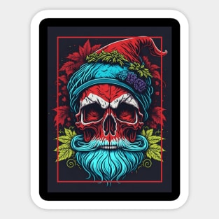 Santa cyberpunk skull Sticker